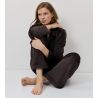 Pyjama chaud en velours uni chocolat