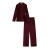 Pyjama chaud en velours uni bordeaux