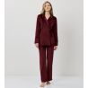 Pyjama chaud en velours uni bordeaux
