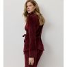 Pyjama chaud en velours uni bordeaux