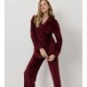 Pyjama chaud en velours uni bordeaux