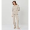 Pyjama en velours côtelé beige