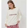 Pyjama polaire de Noël Écru Rouge