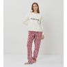 Pyjama polaire de Noël Écru Rouge