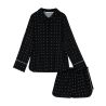 Pyjama chemise short noir à pois blancs