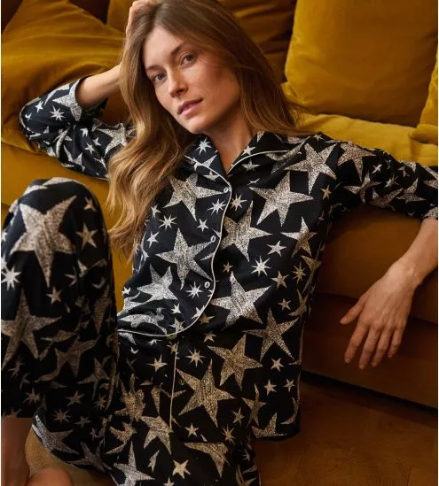 Pyjama femme imprimé étoiles Winter Dreams Blue Night