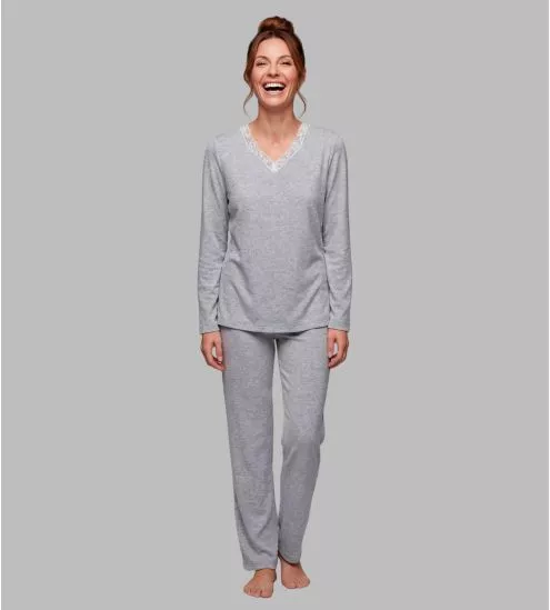 Pyjama femme gris chiné...