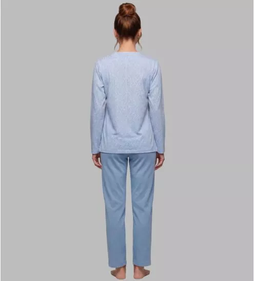 Pyjama bleu pour femme col...