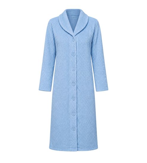 Robe de chambre pilou boutonnée bleue