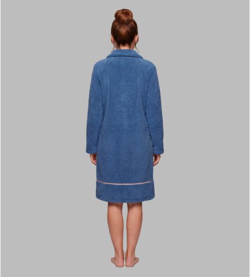 Robe de chambre à bouclette avec fermeture éclair Bleu