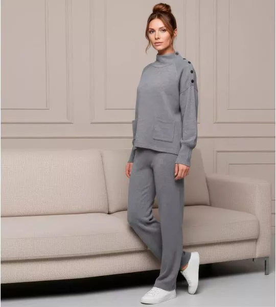 Pyjama polaire avec col montant gris