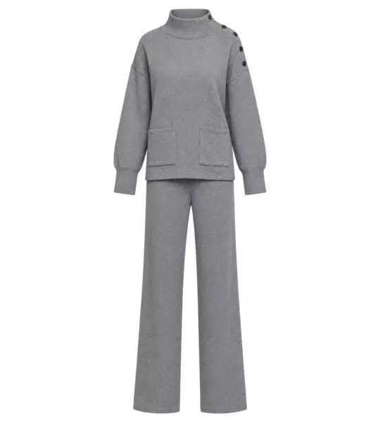 Pyjama polaire avec col montant gris