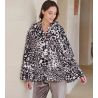 Poncho boutonné blanc imprimé Chocolat