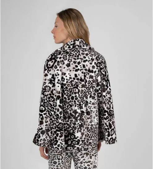 Poncho boutonné blanc imprimé Chocolat