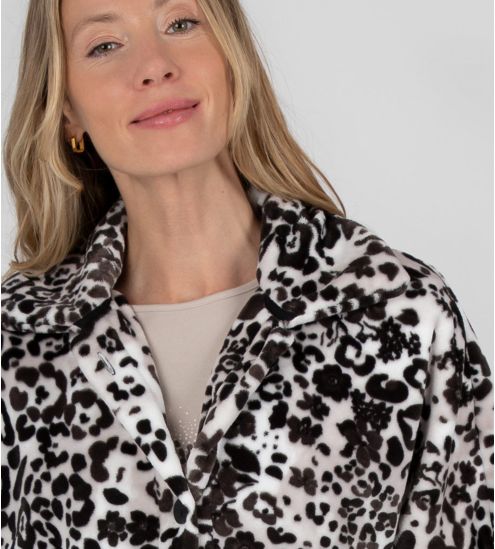 Poncho boutonné blanc imprimé Chocolat