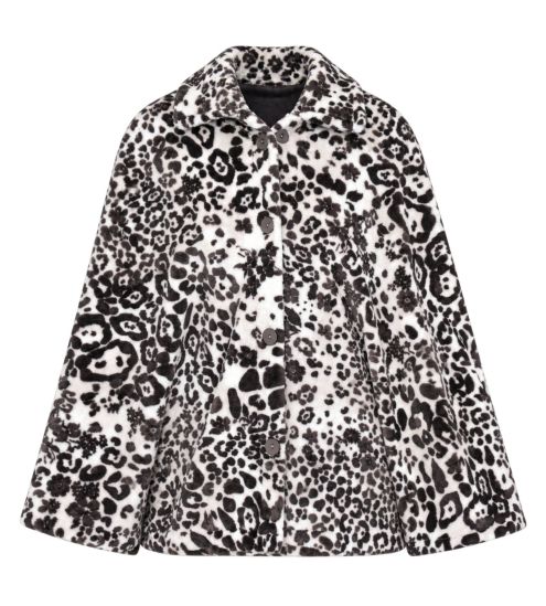 Poncho boutonné blanc imprimé Chocolat