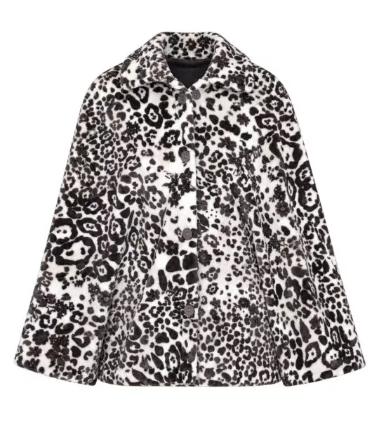 Poncho boutonné blanc imprimé Chocolat