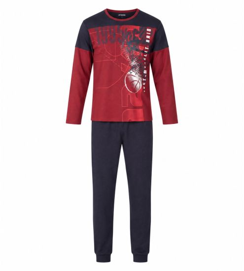 Pyjama long homme imprimé basketball Rouge