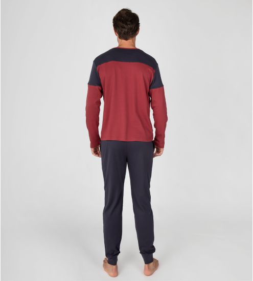Pyjama long homme imprimé basketball Rouge