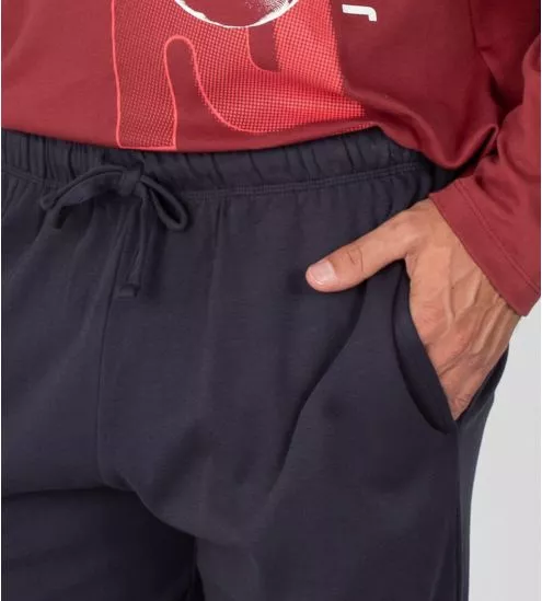 Pyjama long homme imprimé basketball Rouge