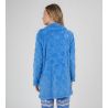 Robe de chambre zippée en pilou bleu femme