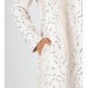 Robe de chambre en velours boutonnée beige
