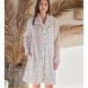 Robe de chambre en velours boutonnée beige