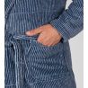 Robe de chambre rayée homme col châle Bleu