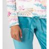 Pyjama chaud en velours femme Écru Bleu