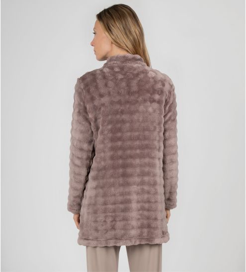 Veste d'intérieur brune en pilou uni Vison