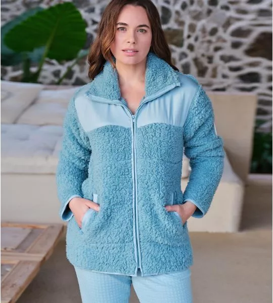 Veste chaude zippée femme Bleu Turquoise
