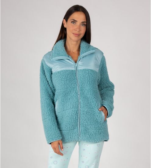 Veste chaude zippée femme Bleu Turquoise