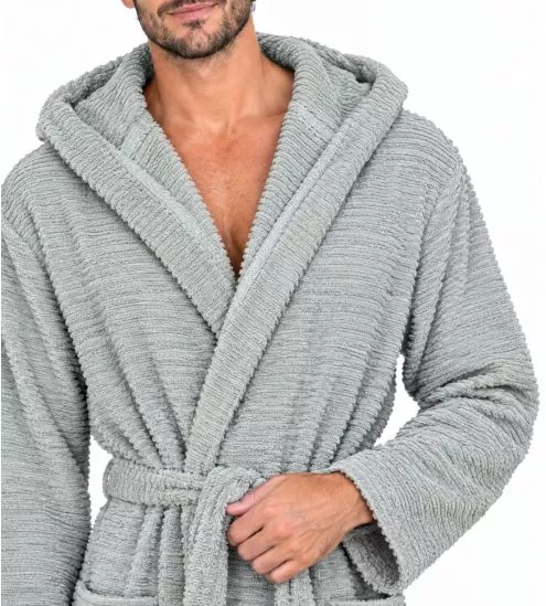 Peignoir à capuche 100% coton éponge Light Grey