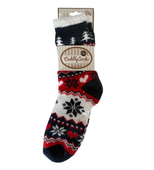 Chaussettes pilou anti gliss Lovely Winter Navy/Red/Off White