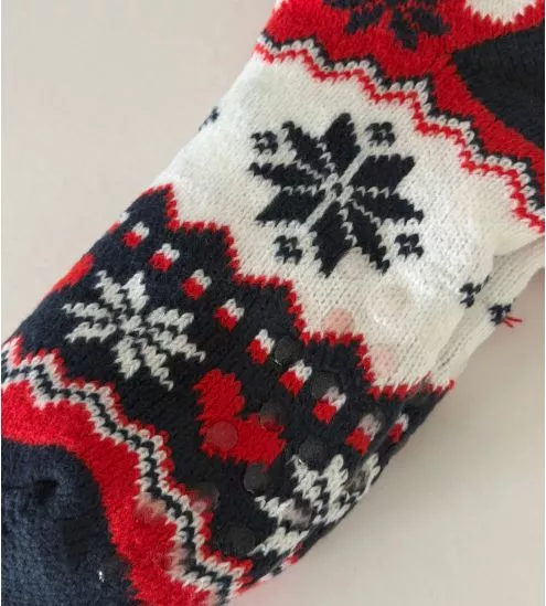Chaussettes pilou anti gliss Lovely Winter Navy/Red/Off White