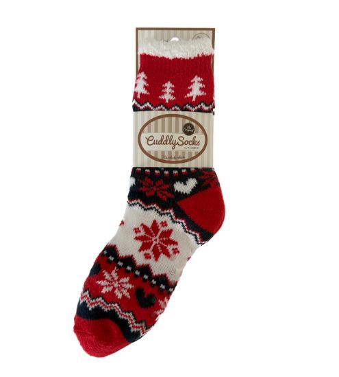 Chaussettes pilou anti gliss Lovely Winter Red/Navy/Off White