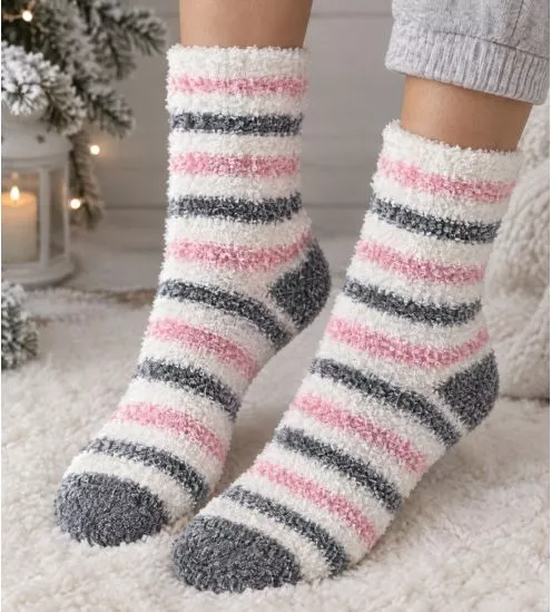 Striped Fluffy Fleece Socks...