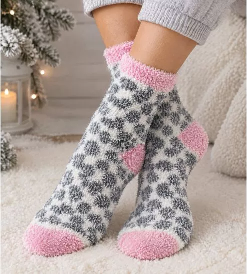 Chaussettes Morning Cuddly Off White Leopard