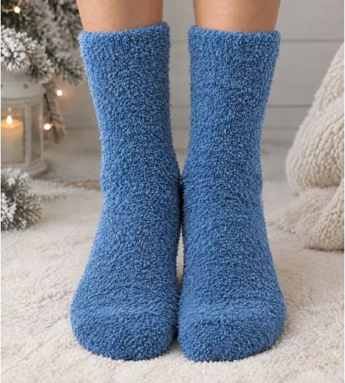 Chaussettes pilou bleues Smooth Cuddly Medium Blue