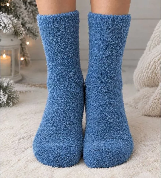 Chaussettes pilou bleues Smooth Cuddly Medium Blue