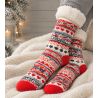 Chaussettes d'intérieur chaudes anti gliss Smilla Lamb Lined Red/Navy/Off White