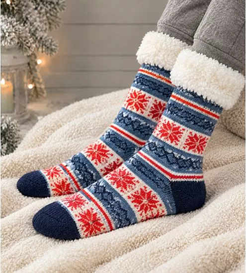 Chaussettes d'intérieur chaudes anti gliss Smilla Lamb Lined Navy/Jeans/Off White