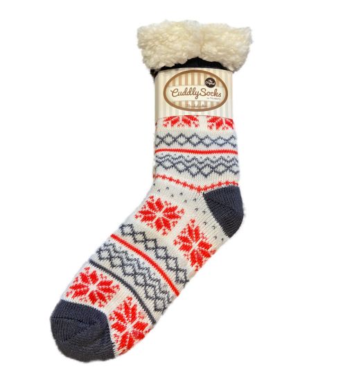 Chaussettes d'intérieur chaudes anti gliss Smilla Lamb Lined Anthra/Red/Off White