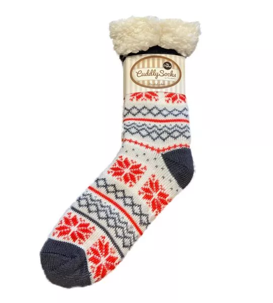 Chaussettes d'intérieur chaudes anti gliss Smilla Lamb Lined Anthra/Red/Off White