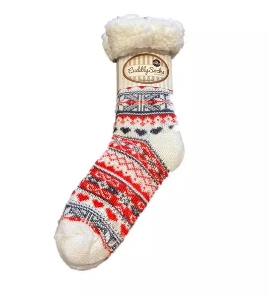Chaussettes d'intérieur chaudes anti gliss Smilla Lamb Lined Off White/Anthra/Red