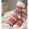 Chaussettes d'intérieur chaudes anti gliss Smilla Lamb Lined Off White/Anthra/Red