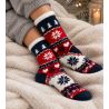 Chaussettes pilou anti gliss Lovely Winter Navy/Red/Off White