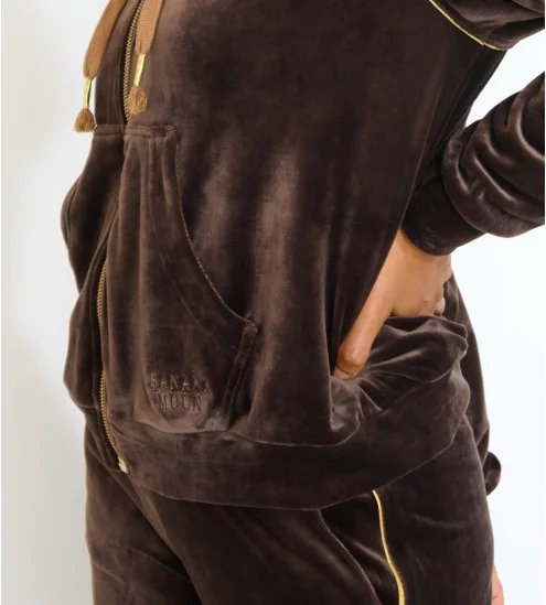 Gilet à capuche en velours...