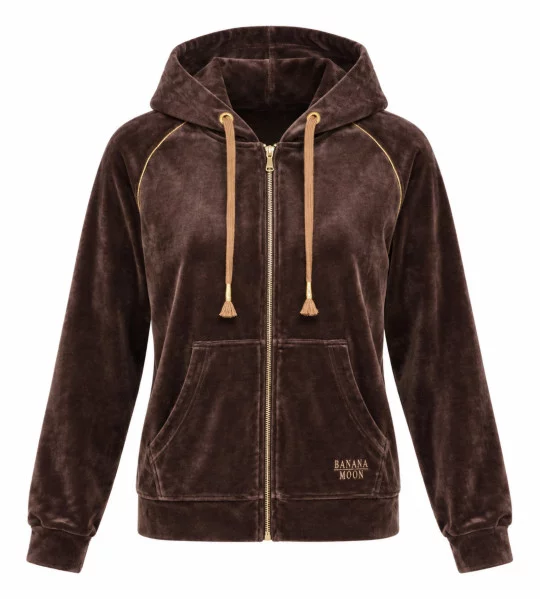 Gilet à capuche en velours Marron