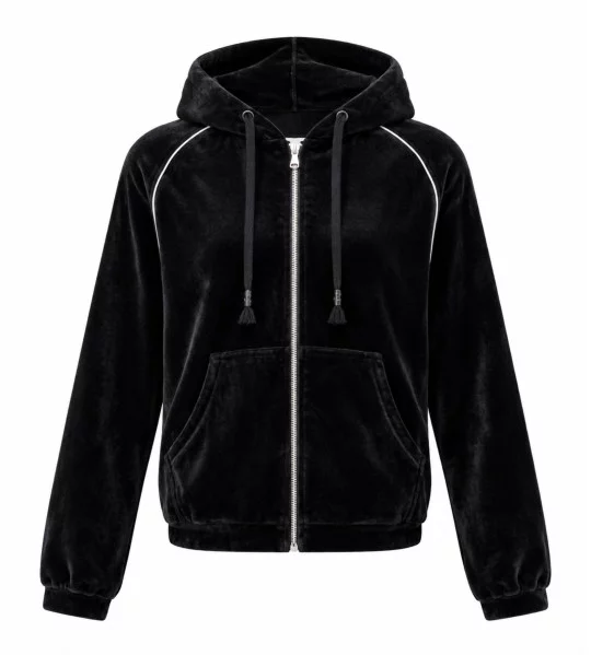 Gilet à capuche en velours Noir